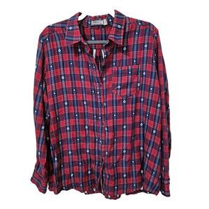 Ethereal Paper Crane Western Plaid Shirt Size M Button Down Long Sleeve Top